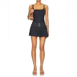 X REVOLVE Biker Denim Mini Dress in Indigo - Lioness